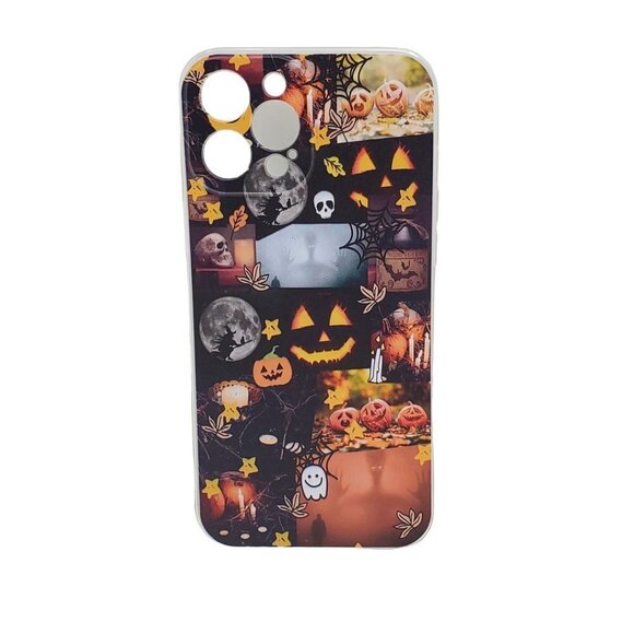 IPhone 12 pro Max Skeletons Pumpkins Halloween Phone Case - Picture 1 of 1